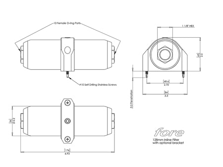 FORE – 128mm Inline Fuel Filter